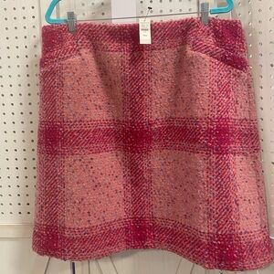 NWT Talbots Pink and Fuchsia Plaid Midi Skirt